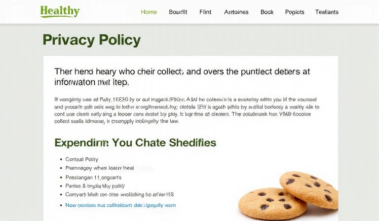 Ilustración de cookies web con pequeños iconos de galletas y elementos de datos, representando privacidad digital