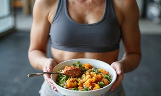 Imagen de un atleta comiendo alimentos saludables