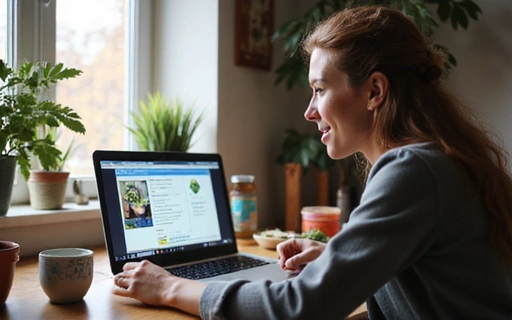 Persona participando en un webinar de nutrición desde su casa
